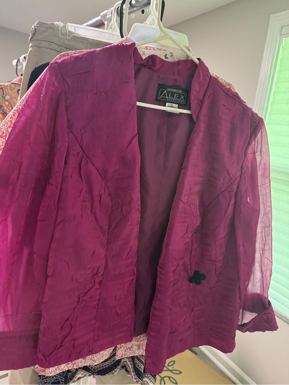 Alex Evenings Women's Magenta Open-Front Blazer